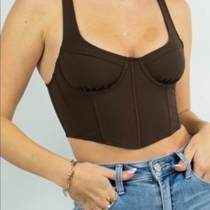 Brown corset crop top